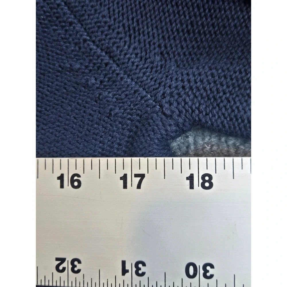 LL Bean Mens Navy Blue Cable Knit Crewneck Sweater Small Regular Fisherman